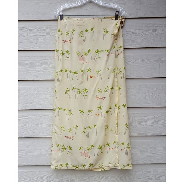 Women's Wrap Skirt Cover Up Yellow Beach Print - Picture 7 of 10